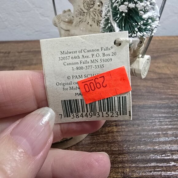 NWT RARE Pam Schifferl Santa Ornament w/Base Midwest Cannon Falls Winter White - Picture 7 of 11